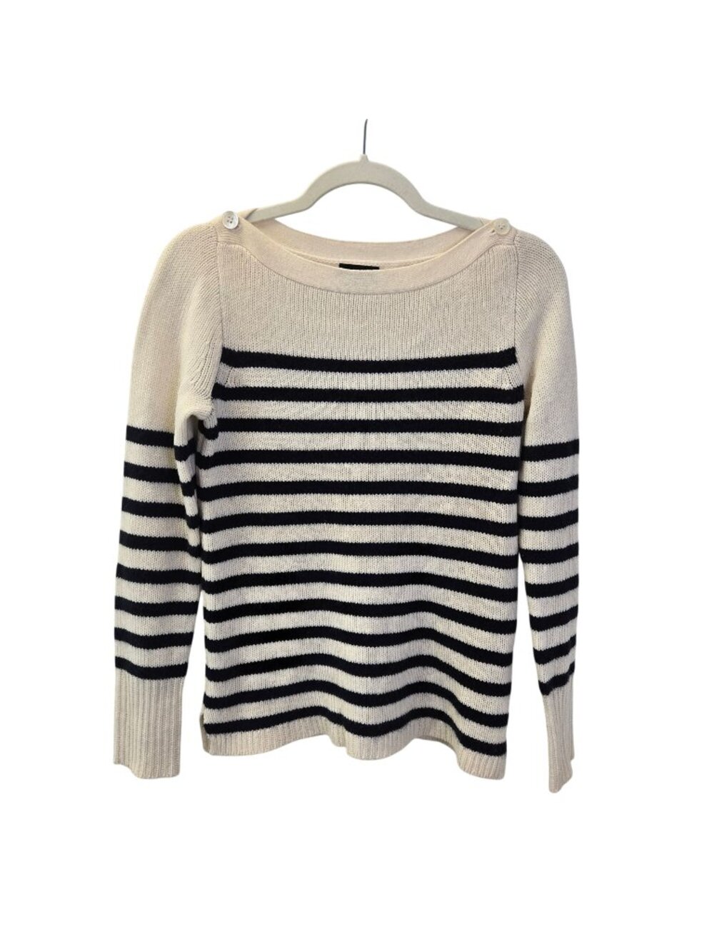 J. Crew 100% Italian Cashmere Striped Boatneck Sweater Size XS